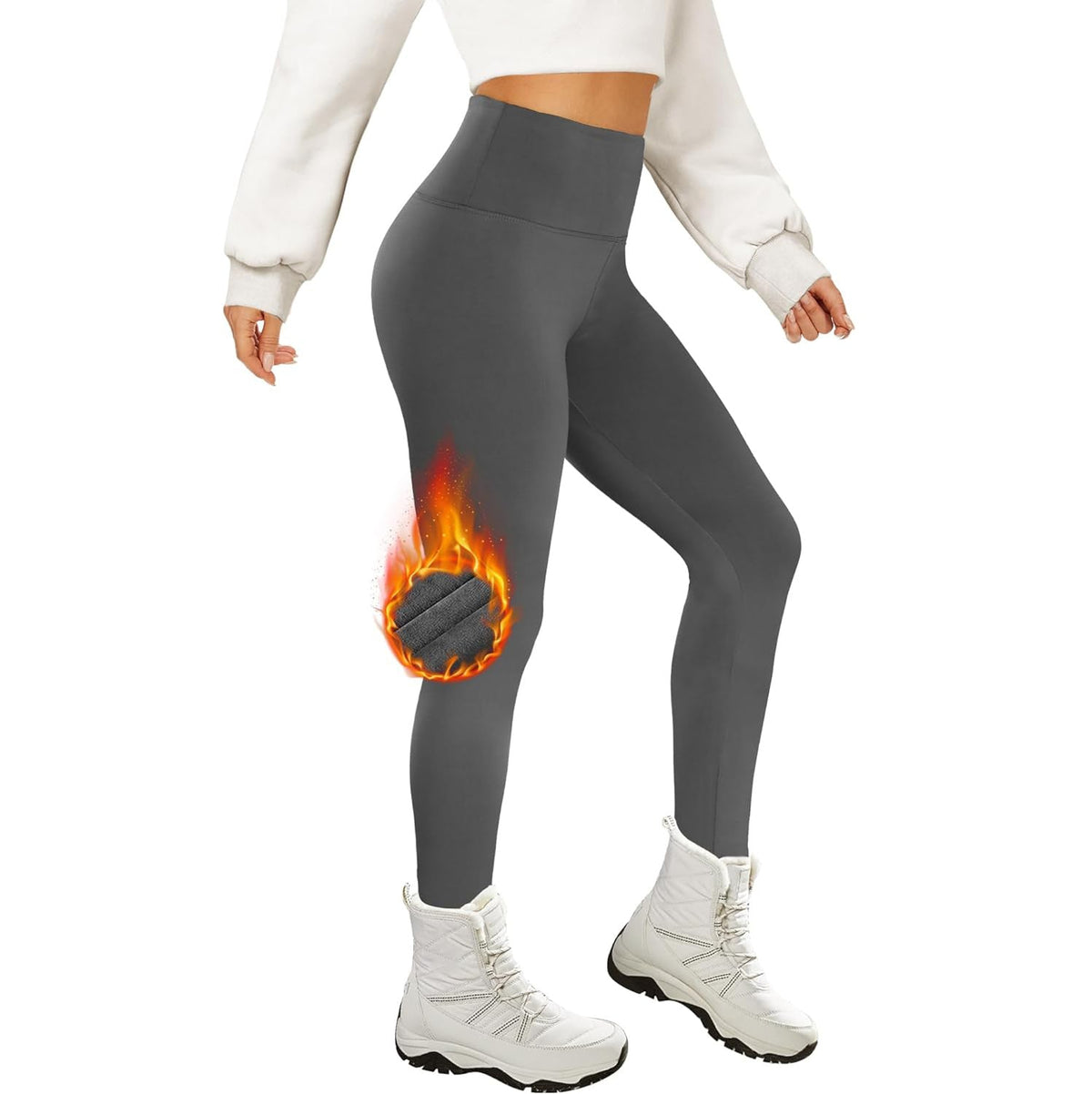 Cropped High Waist Velvet Padded Leggings Thermal Slim Fit - RJ Athletics