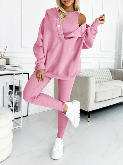 Athleisure Hoodie With Thick Thread Slim-fit Vest Pants Three Pieces Set - RJ Athletics