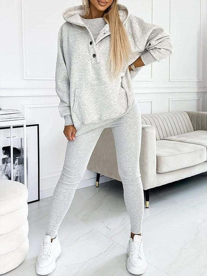 Athleisure Hoodie With Thick Thread Slim-fit Vest Pants Three Pieces Set - RJ Athletics