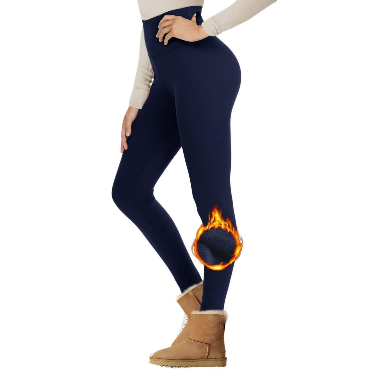 Cropped High Waist Velvet Padded Leggings Thermal Slim Fit - RJ Athletics