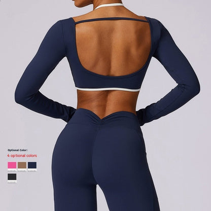 Quick-drying Beauty Back Yoga Clothing Top Long Sleeve Running Exercise T-shirt Long Sleeve Workout Clothes - RJ Athletics